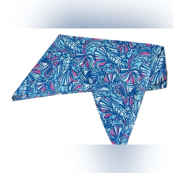 Lilly Pulitzer Scarf 27”x27” Pink Blue Paisley Shell Square Polyester - Picture 7 of 8